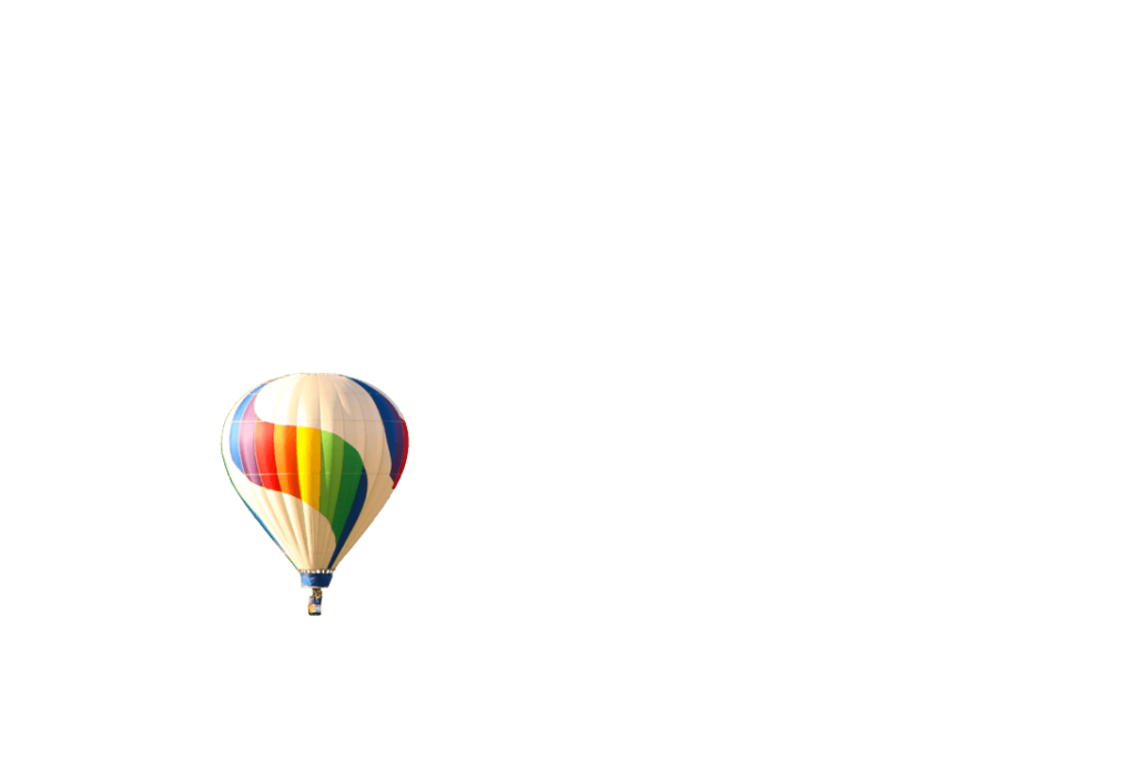 Balloon Fest rainbow-colored hot air balloon