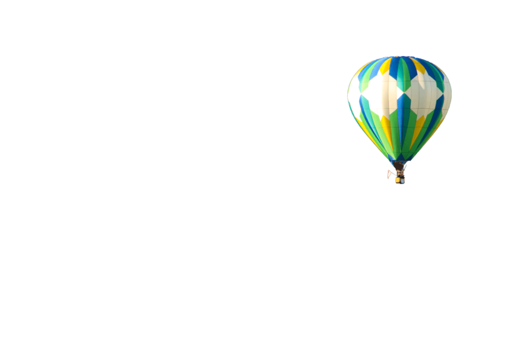 Balloon Fest yellow blue green white hot air balloon