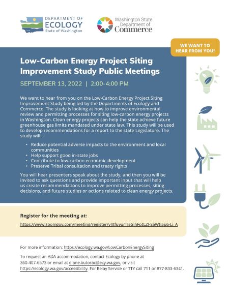 Low-Carbon Energy Project Siting Improvement Study Public Meetings 