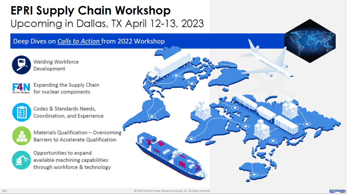 EPRI Supply Chain Workshop for Structural Components in Advanced Energy Systems