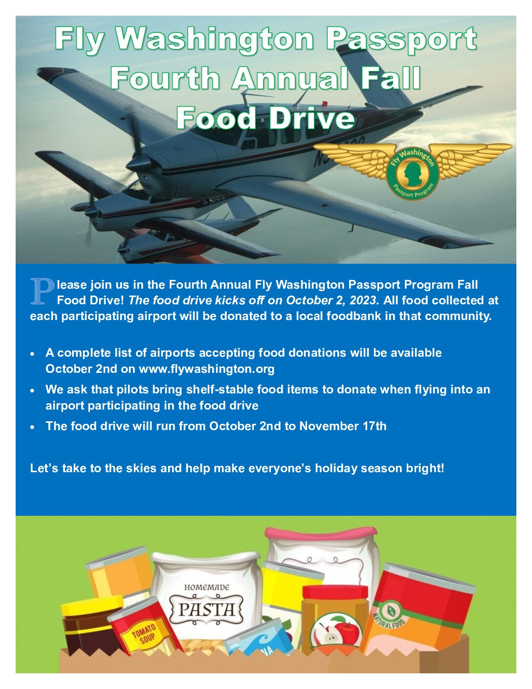 Fly Washington Passport - 4th Annual Fall Food Drive