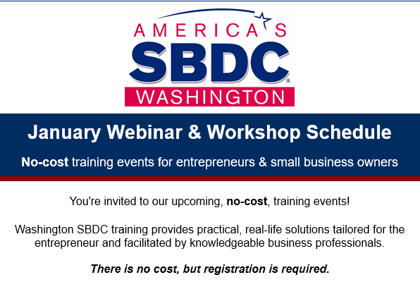 SBDC - January Webinar & Workshop Schedule