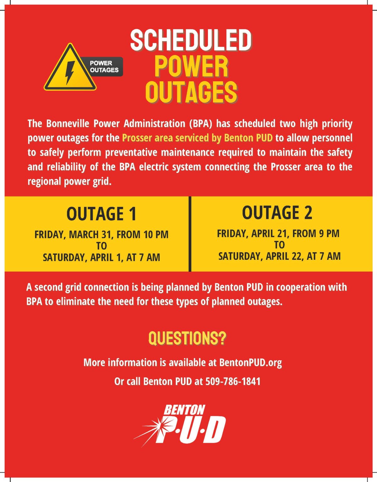 Scheduled Power Outage in Prosser