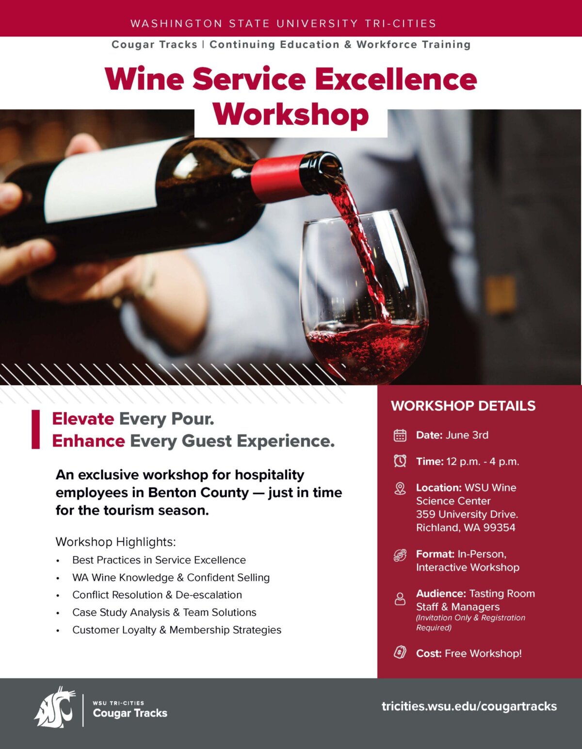 WSU Tri-Cities Cougar Tracks Presents - Wine Service Excellence Workshop