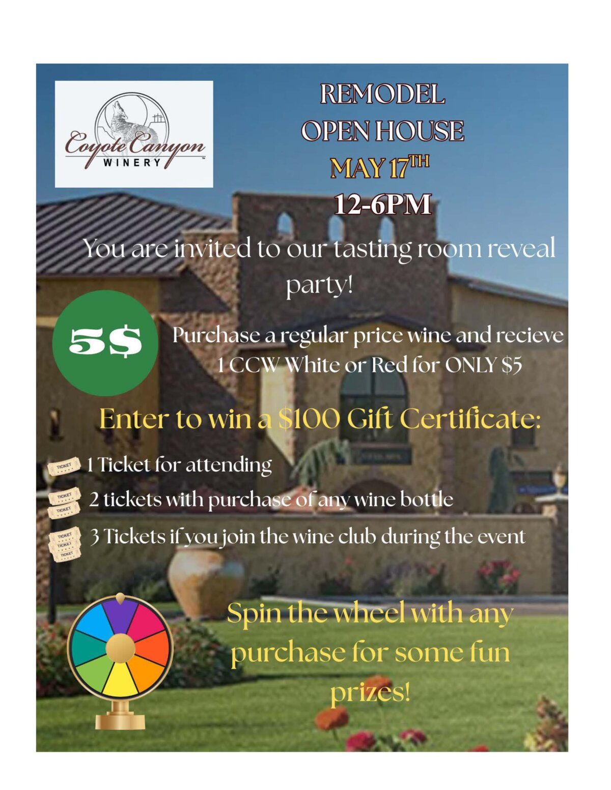 Remodel Open House at Coyote Canyon Winery - Vintners Village